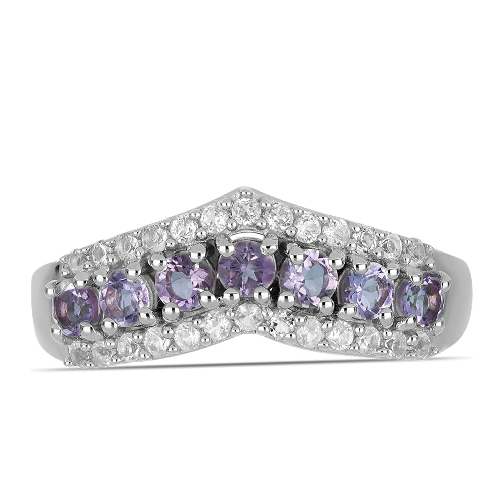 Silberring mit Rose De France Amethyst und weißem Topas