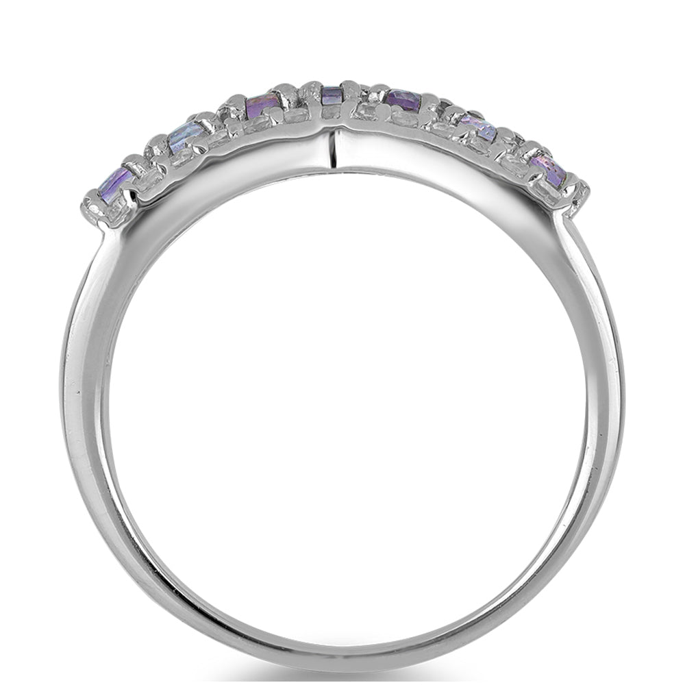 Silberring mit Rose De France Amethyst und weißem Topas