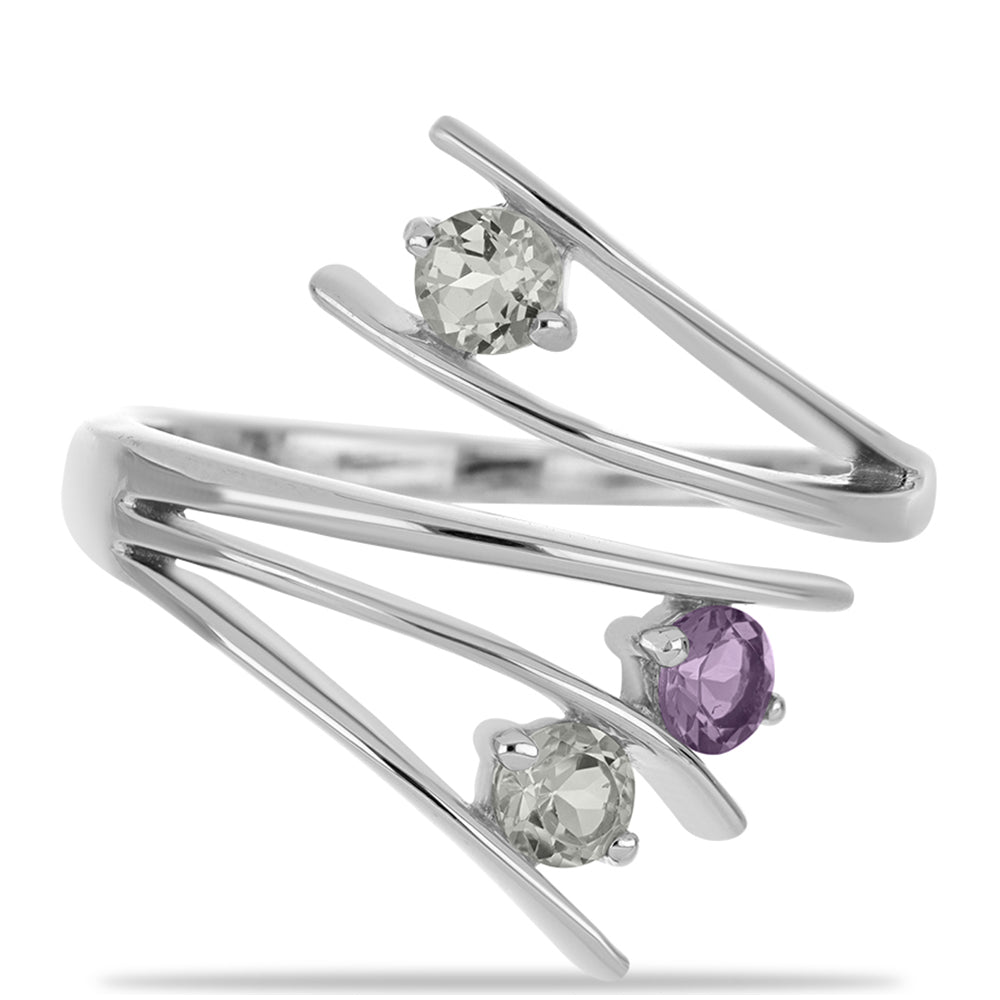 Silberring mit Rose De France Amethyst und weißem Topas 1 