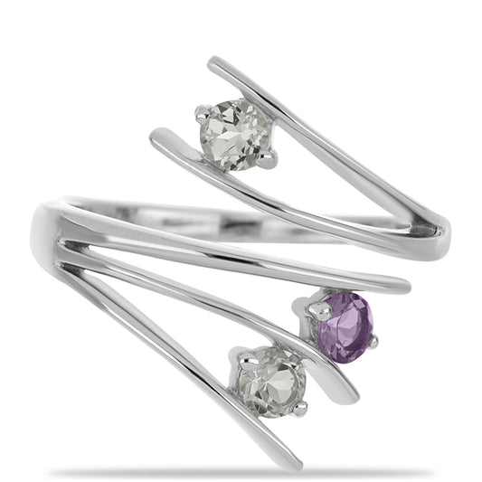 Silberring mit Rose De France Amethyst und weißem Topas