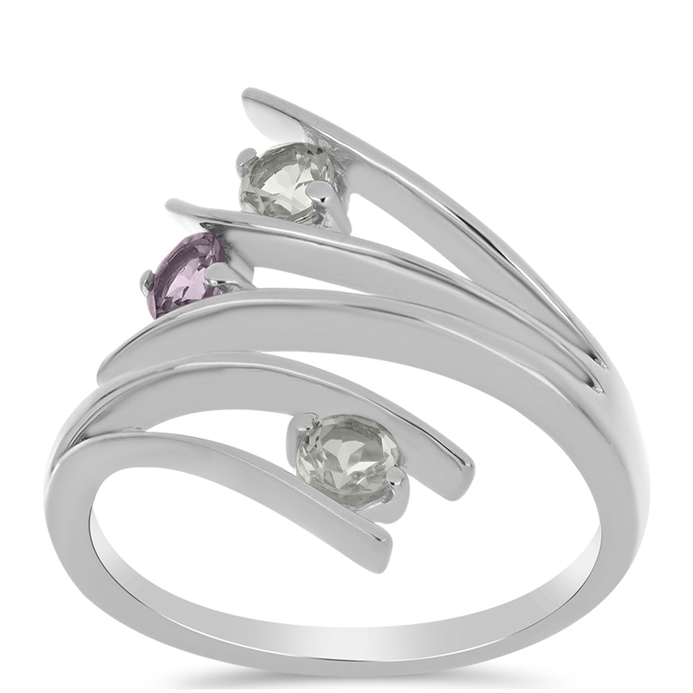 Silberring mit Rose De France Amethyst und weißem Topas 2 