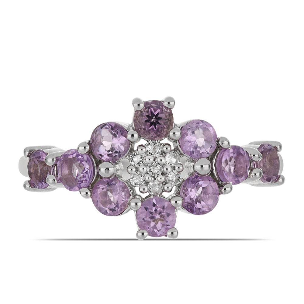 Silberring mit Rose De France Amethyst und weißem Topas