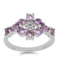 Silberring mit Rose De France Amethyst und weißem Topas