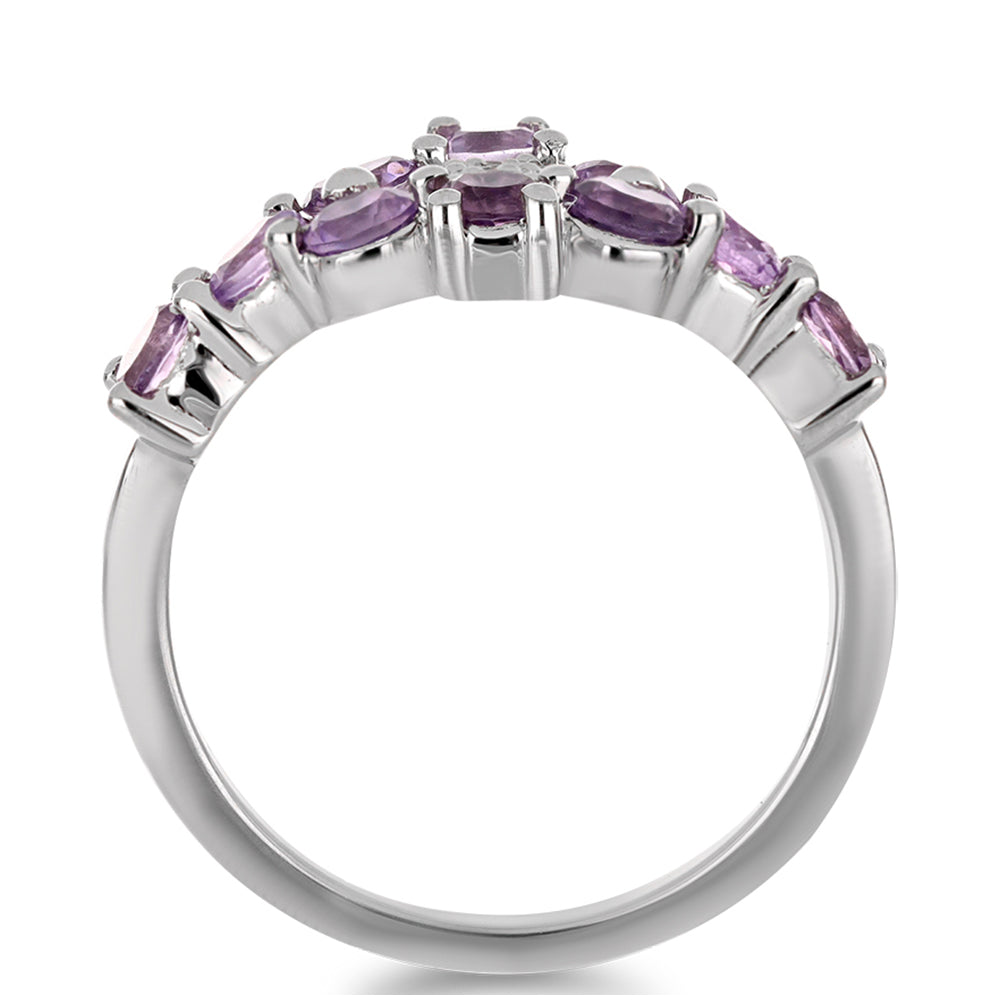 Silberring mit Rose De France Amethyst und weißem Topas