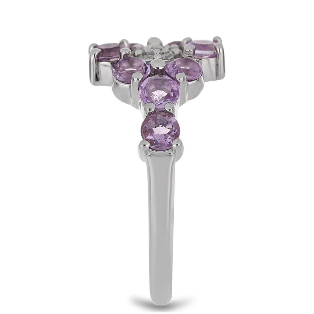 Silberring mit Rose De France Amethyst und weißem Topas