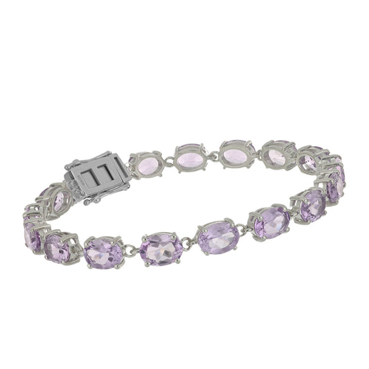 Silberarmband mit Rose De France Amethyst