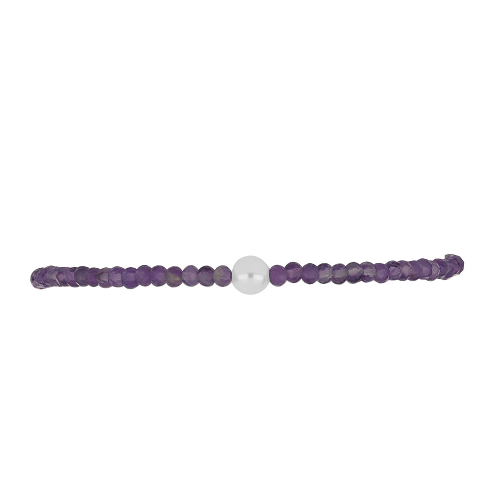 Silberarmband mit Rose De France Amethyst und weißer Süßwasserperle 2 