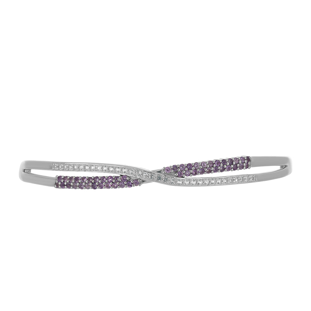 Silberarmband mit Rose De France Amethyst und weißem Topas 2 