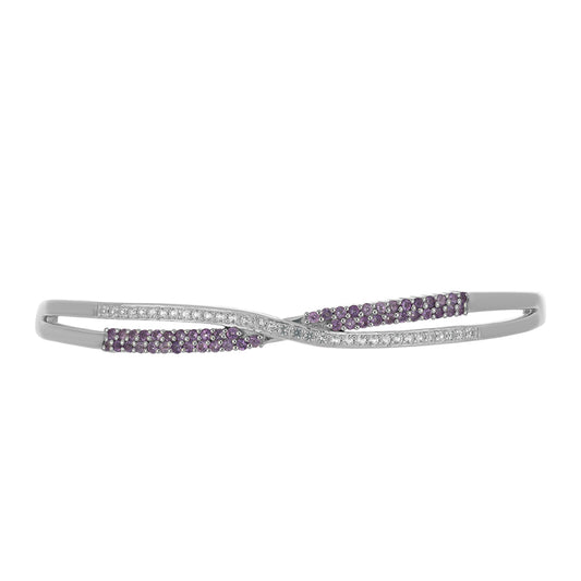 Silberarmband mit Rose De France Amethyst und weißem Topas