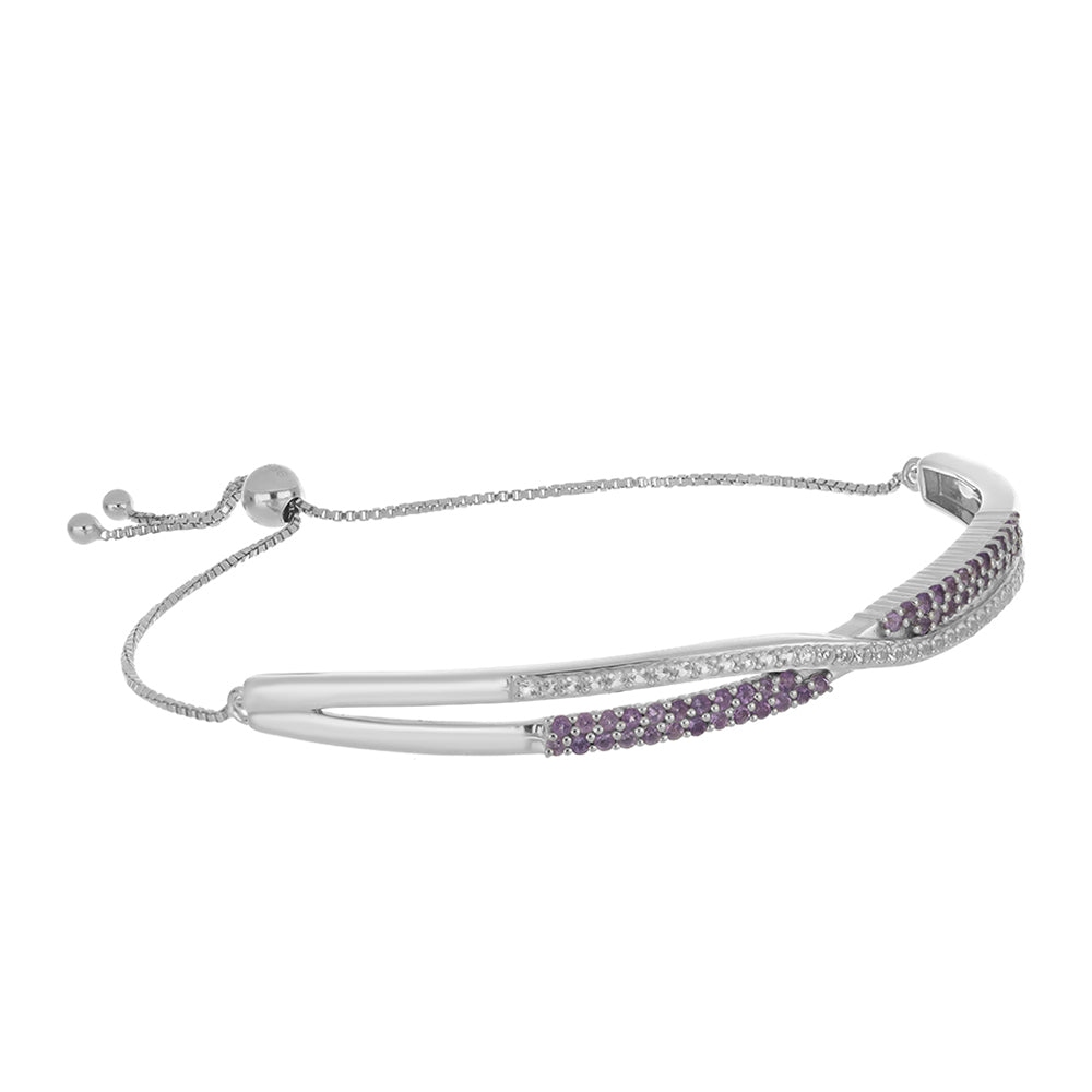 Silberarmband mit Rose De France Amethyst und weißem Topas 1 