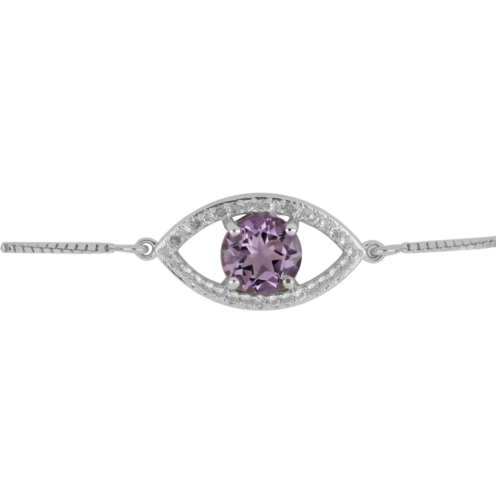 Silberarmband mit Rose De France Amethyst und weißem Topas 2 