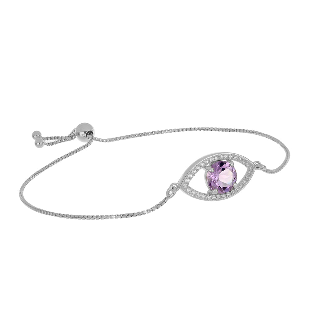 Silberarmband mit Rose De France Amethyst und weißem Topas