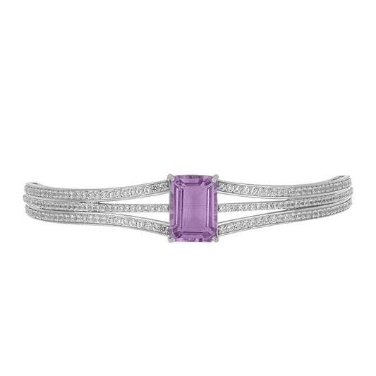 Silberarmband mit Rose De France Amethyst und weißem Topas