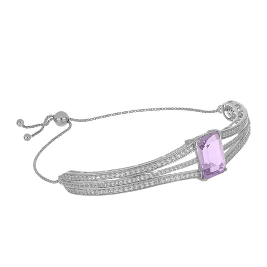 Silberarmband mit Rose De France Amethyst und weißem Topas