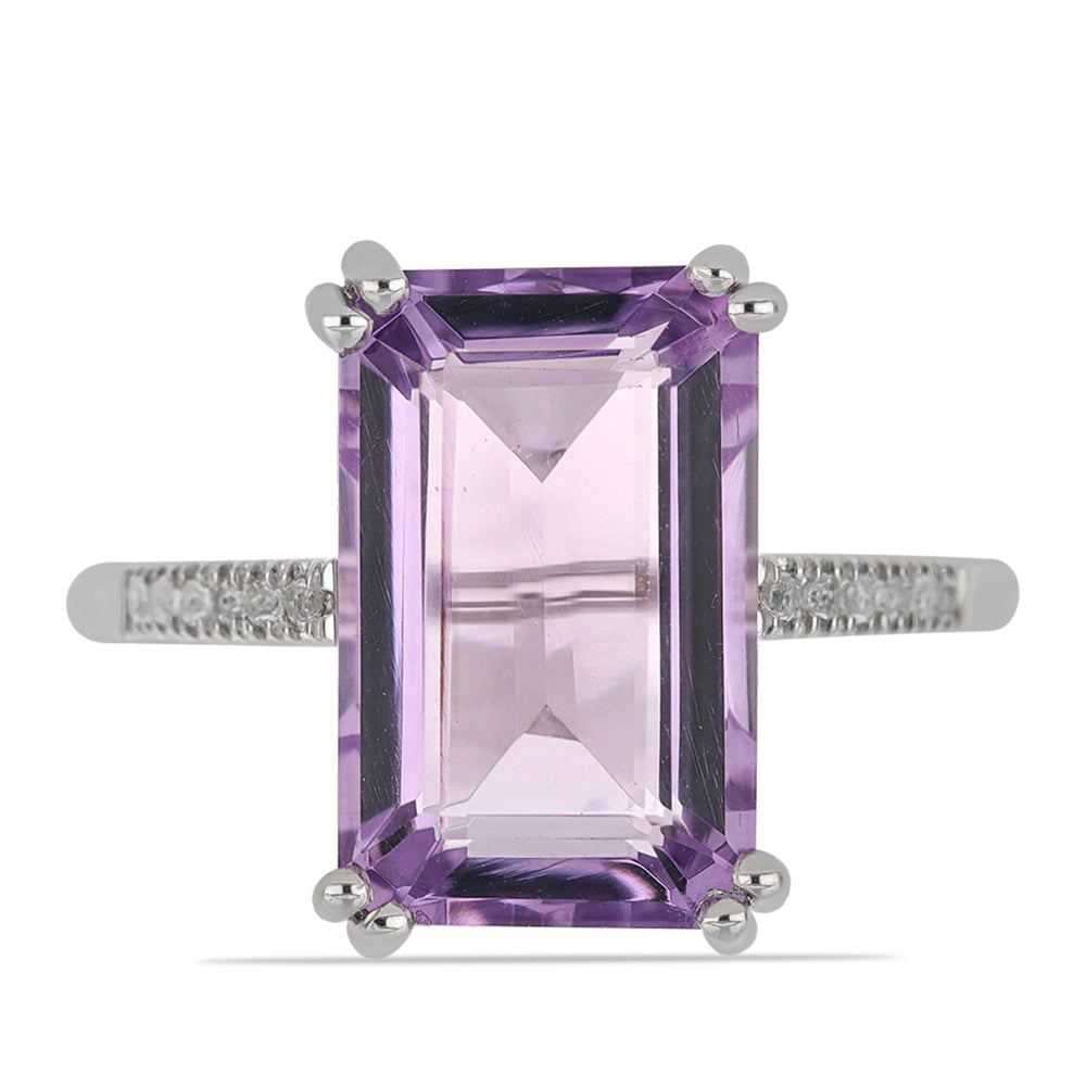 Silberring mit Rose De France Amethyst und weißem Topas 1 