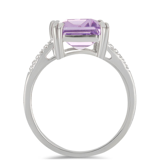 Silberring mit Rose De France Amethyst und weißem Topas