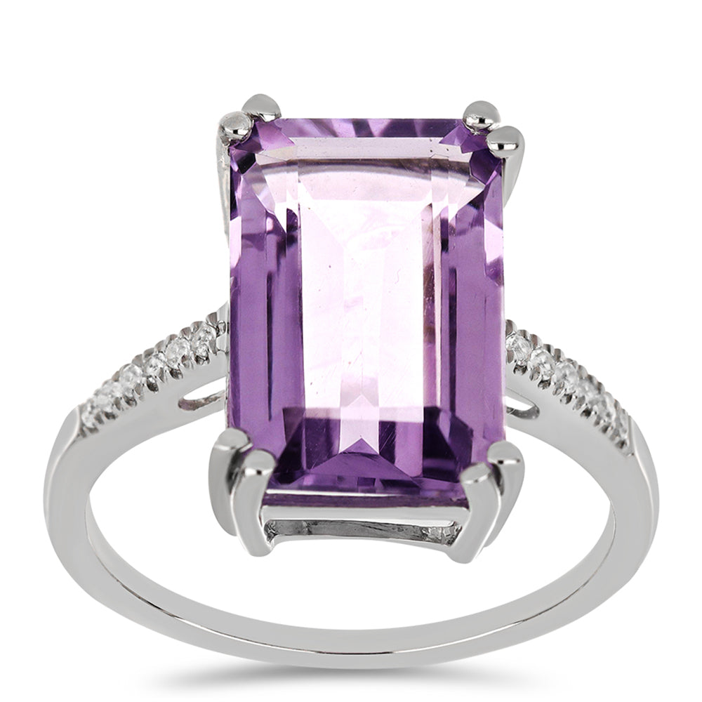 Silberring mit Rose De France Amethyst und weißem Topas