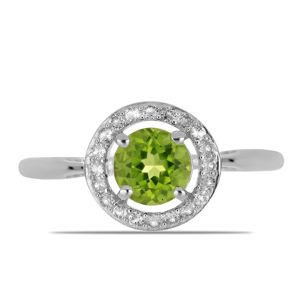 Silberring mit Peridot aus Changbai und weißem Topas 1 