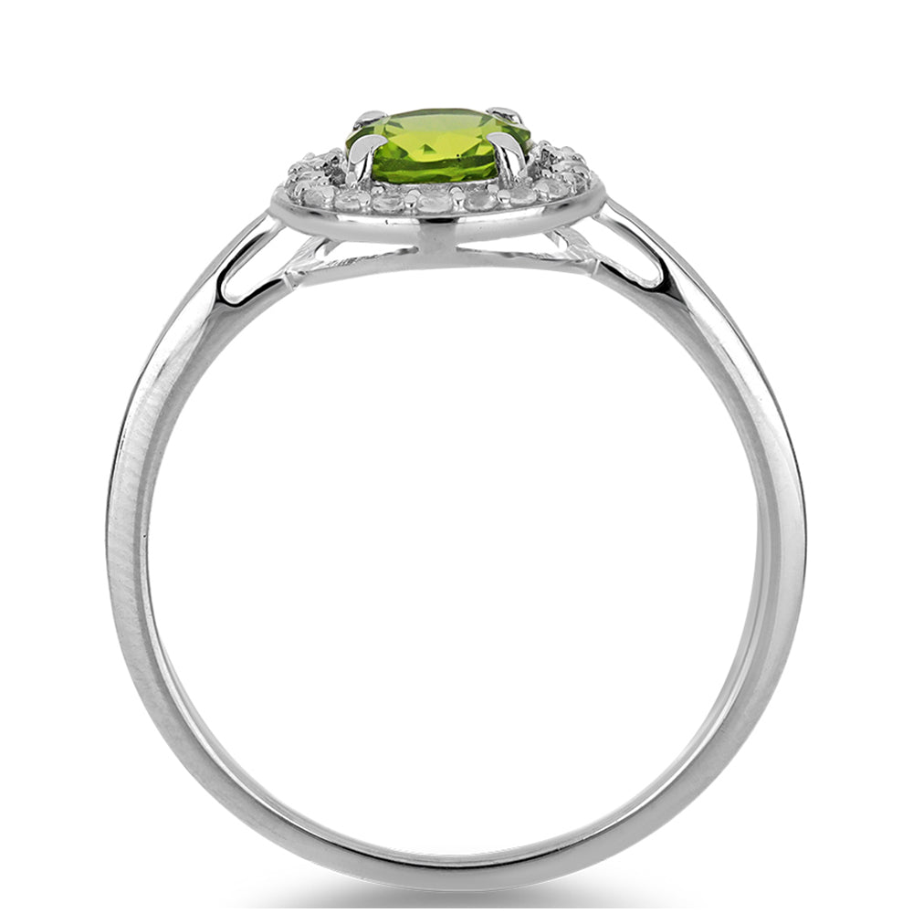 Silberring mit Peridot aus Changbai und weißem Topas 2 