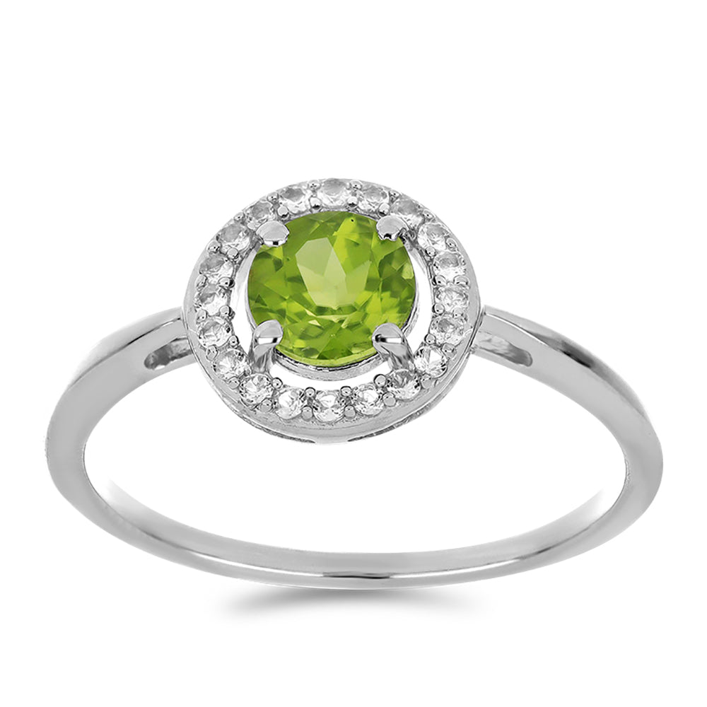 Silberring mit Peridot aus Changbai und weißem Topas 3 