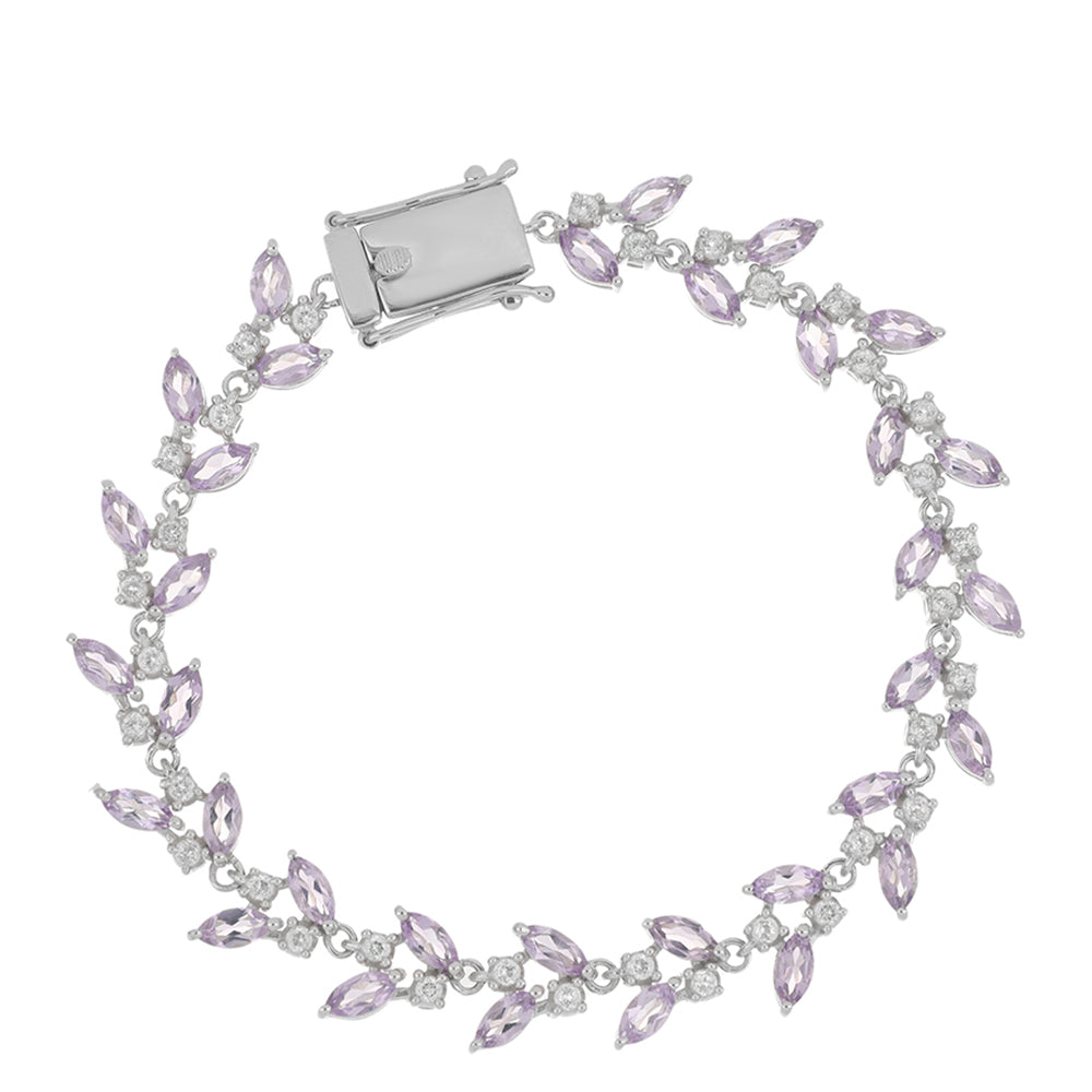 Silberarmband mit Rose De France Amethyst und weißem Topas 1 