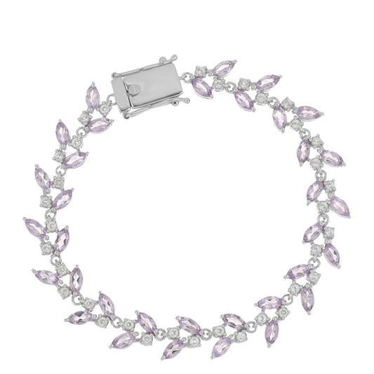 Silberarmband mit Rose De France Amethyst und weißem Topas