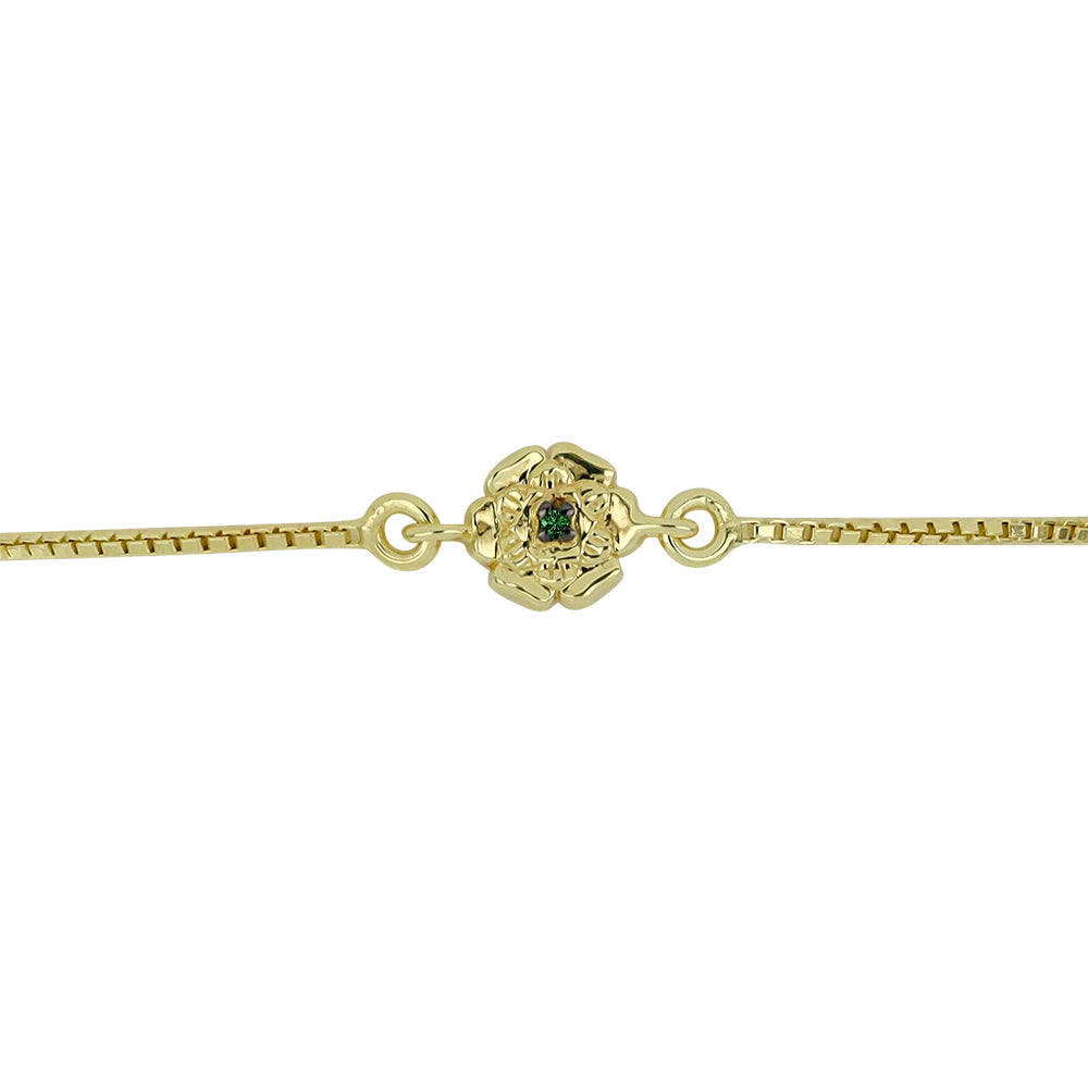 Goldplattiertes Silberarmband mit grünem Diamant