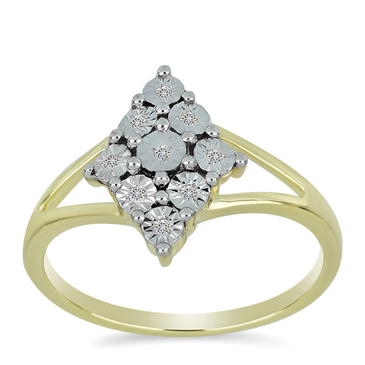 Goldplattierter Silberring mit weißem Diamant
