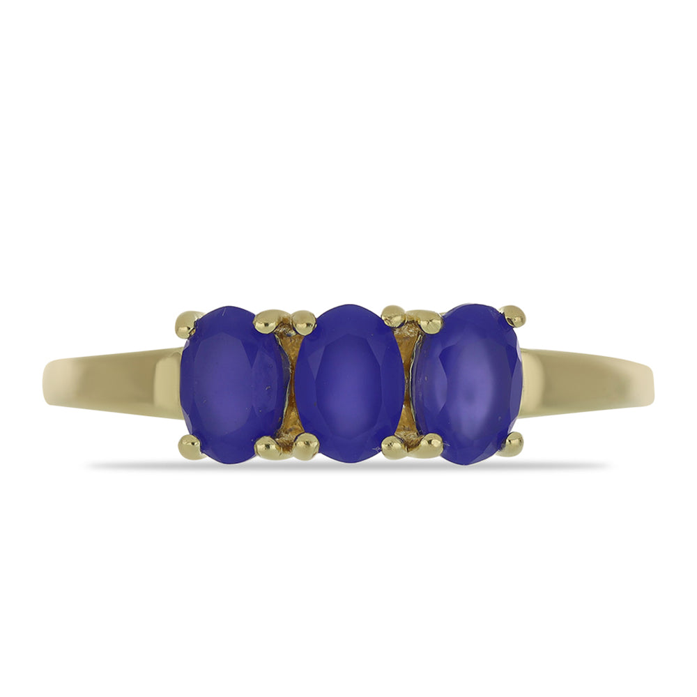 Goldplattierter Silberring mit blauem Achat