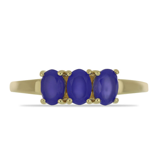 Goldplattierter Silberring mit blauem Achat