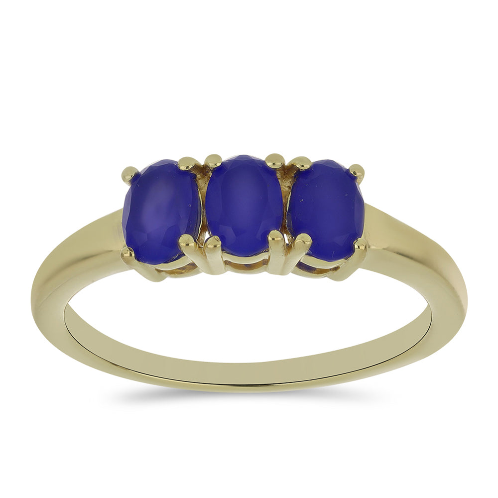 Goldplattierter Silberring mit blauem Achat 3 