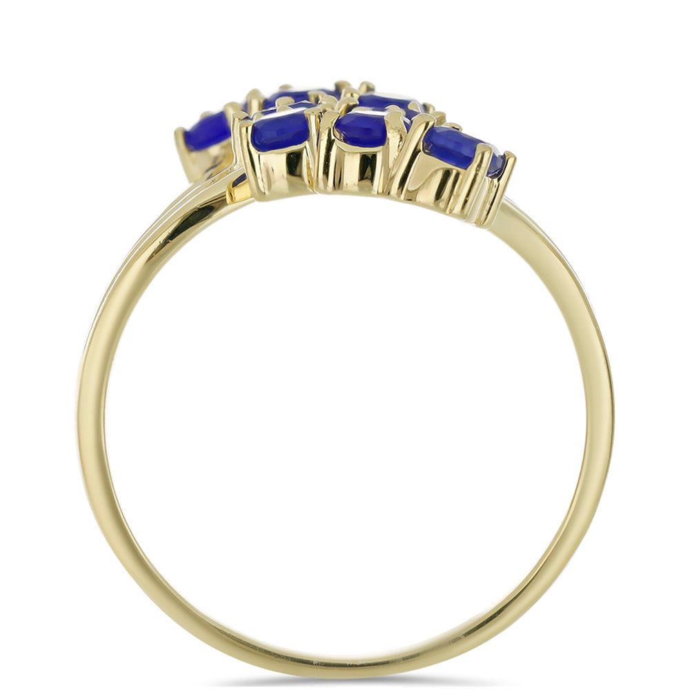 Goldplattierter Silberring mit blauem Achat