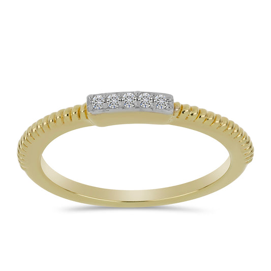 Goldplattierter Silberring mit weißem Diamant