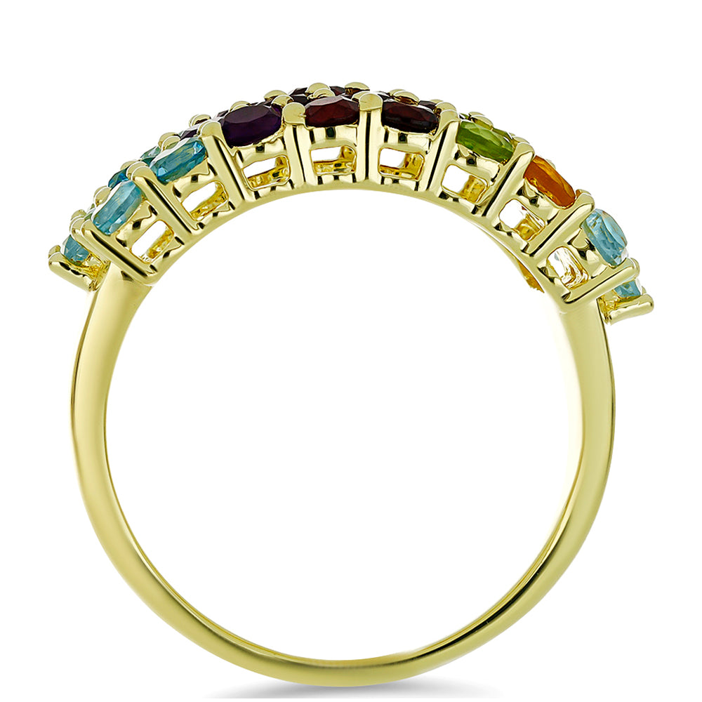 Goldplattierter Silberring mit marokkanischem Amethyst und Zitrin aus dem Ural 4 