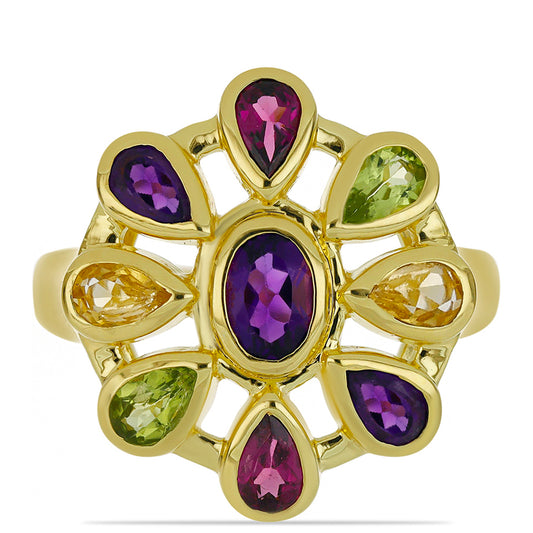 Goldplattierter Silberring mit marokkanischem Amethyst