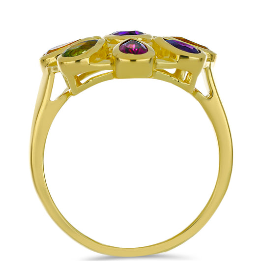 Goldplattierter Silberring mit marokkanischem Amethyst