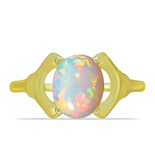 Goldplattierter Silberring mit äthiopischem Opal aus Lega Dembi