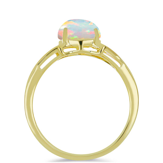 Goldplattierter Silberring mit äthiopischem Opal aus Lega Dembi