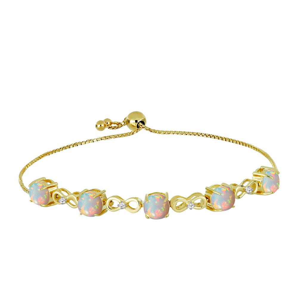 Goldplattiertes Silberarmband mit äthiopischem Opal aus Lega Dembi und weißem Topas 1 