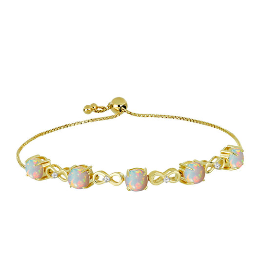 Goldplattiertes Silberarmband mit äthiopischem Opal aus Lega Dembi und weißem Topas