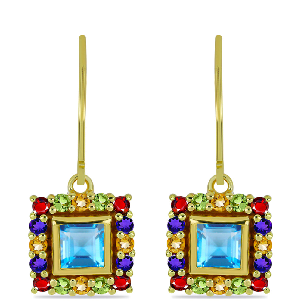 Goldplattierte Silberohrringe mit marokkanischem Amethyst und Zitrin aus dem Ural 1 