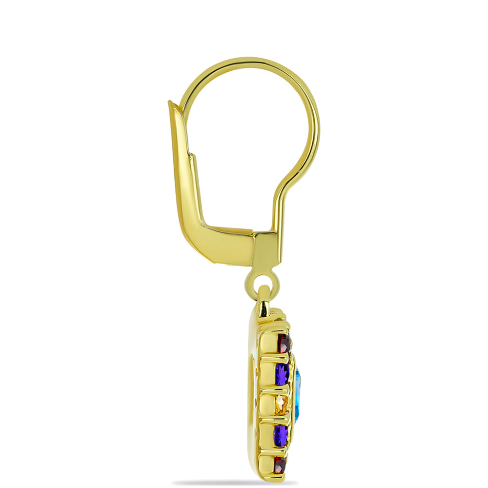 Goldplattierte Silberohrringe mit marokkanischem Amethyst und Zitrin aus dem Ural