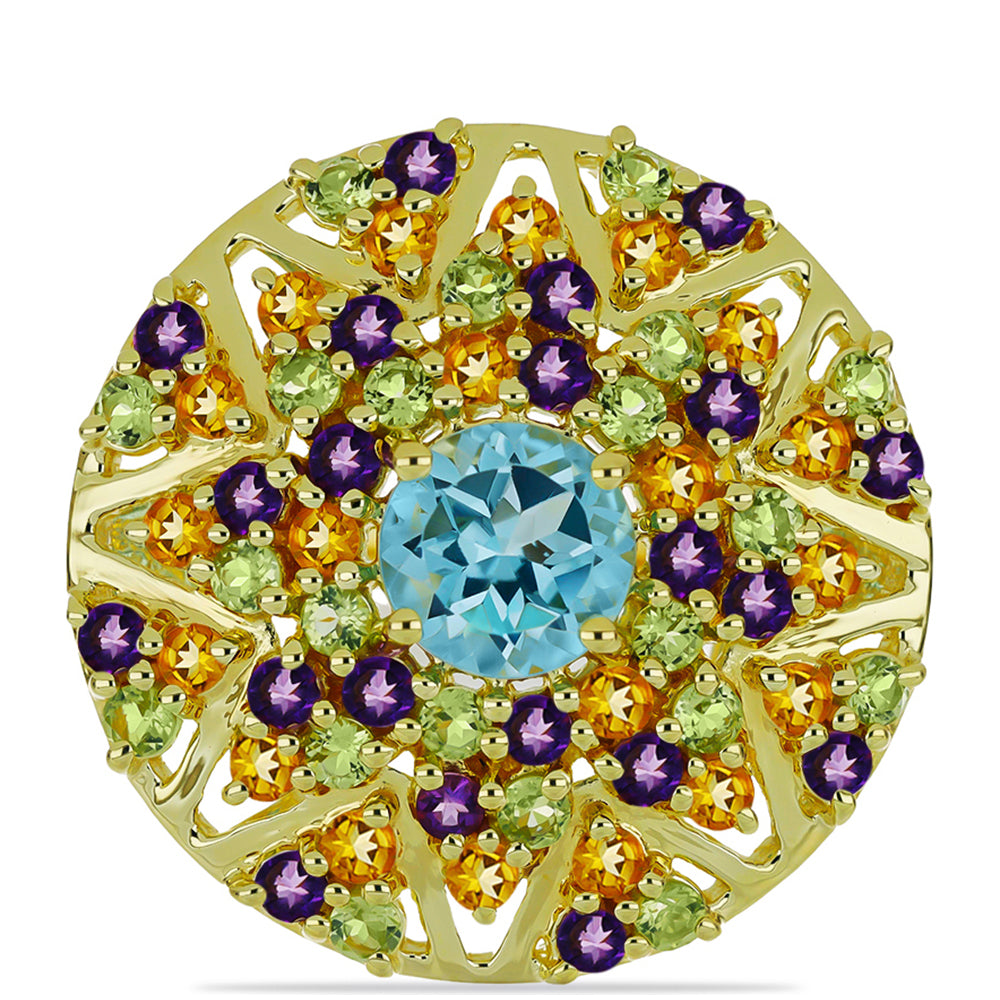 Goldplattierter Silberring mit marokkanischem Amethyst und Zitrin aus dem Ural 1 