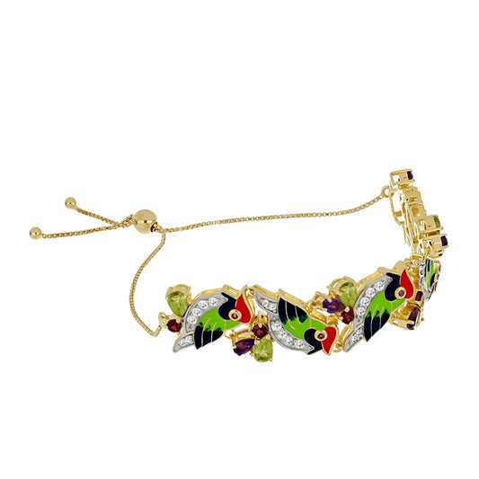 Goldplattiertes Silberarmband mit marokkanischem Amethyst und Peridot aus Changbai