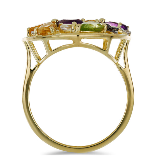 Goldplattierter Silberring mit marokkanischem Amethyst und Zitrin aus dem Ural