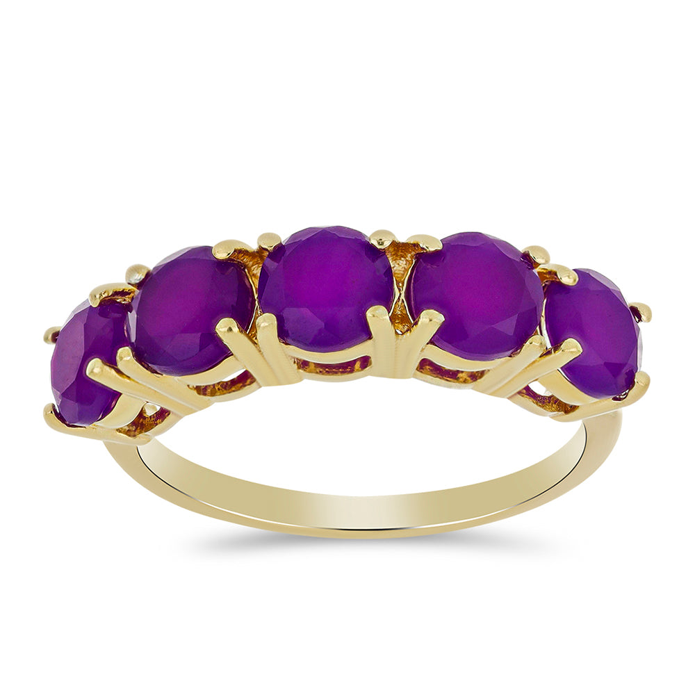 Goldplattierter Silberring mit lila Achat 3 