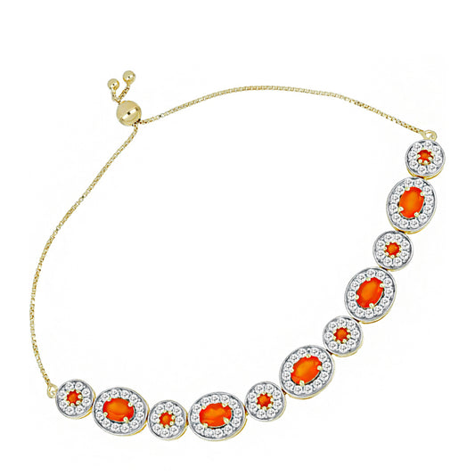 Goldplattiertes Silberarmband mit Karneol und weißem Topas