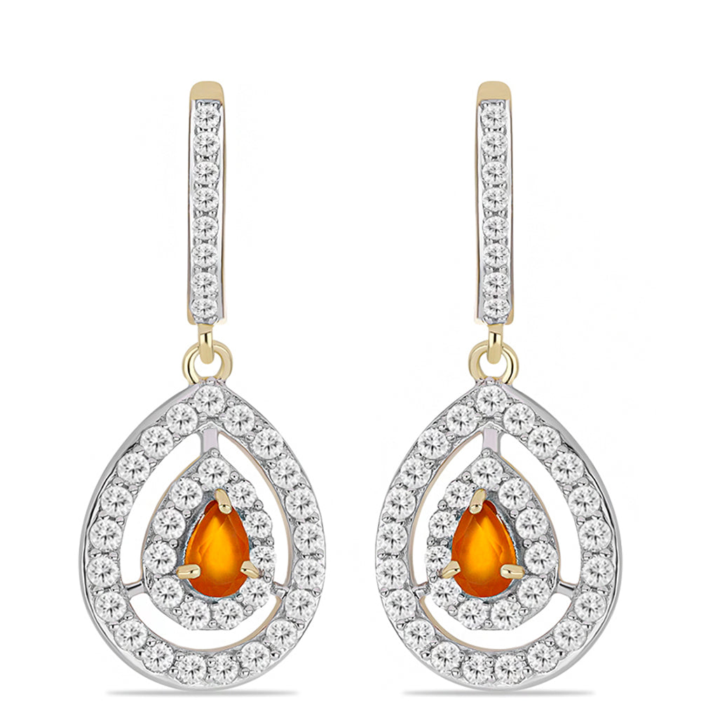 Goldplattierte Silberohrringe mit Karneol und weißem Topas 1 