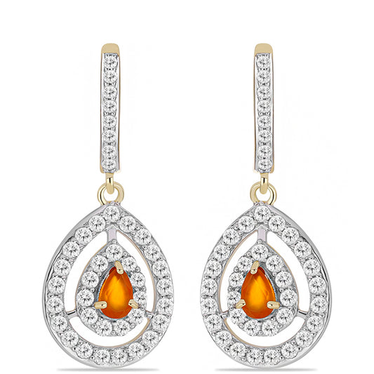 Goldplattierte Silberohrringe mit Karneol und weißem Topas