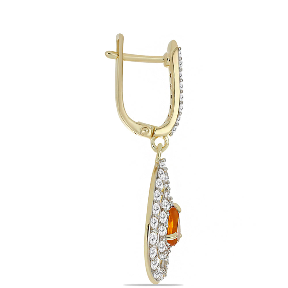 Goldplattierte Silberohrringe mit Karneol und weißem Topas 2 